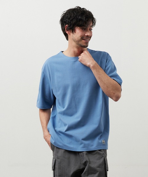 FIDELITY（フィデリティ）の「EMBLEM BASQUE S/S SHIRT / バスクシャツ（Tシャツ/カットソー・メンズ・オフホワイト/サーモンピンク/ダークネイビー/ブルー/グリーン・FREE/MEDIUM/LARGE/X-LARGE）」の3枚目の写真