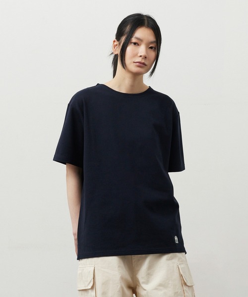 FIDELITY（フィデリティ）の「EMBLEM BASQUE S/S SHIRT / バスクシャツ（Tシャツ/カットソー・メンズ・オフホワイト/サーモンピンク/ダークネイビー/ブルー/グリーン・FREE/MEDIUM/LARGE/X-LARGE）」の4枚目の写真