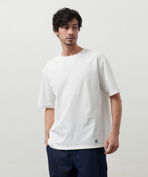 FIDELITY（フィデリティ）の「EMBLEM BASQUE S/S SHIRT / バスクシャツ（Tシャツ/カットソー・メンズ・オフホワイト/サーモンピンク/ダークネイビー/ブルー/グリーン・FREE/MEDIUM/LARGE/X-LARGE）」の19枚目の写真