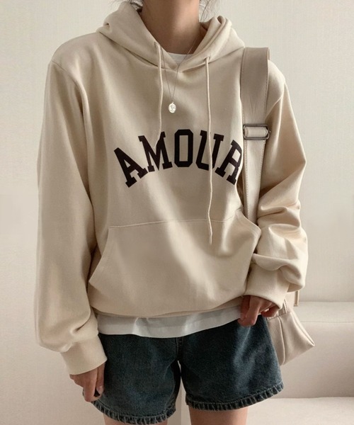 fd style（エフディ スタイル）の「アムールーズフードトレーナー（Tシャツ/カットソー・レディース・Cream/Wine/M.Brn・FREE）」の4枚目の写真