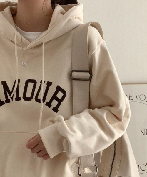 fd style（エフディ スタイル）の「アムールーズフードトレーナー（Tシャツ/カットソー・レディース・Cream/Wine/M.Brn・FREE）」の7枚目の写真