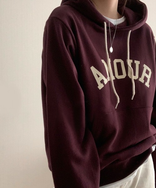 fd style（エフディ スタイル）の「アムールーズフードトレーナー（Tシャツ/カットソー・レディース・Cream/Wine/M.Brn・FREE）」の15枚目の写真