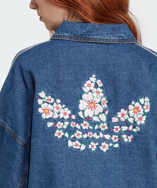 adidas デニムジャケット　花柄刺繍　XL adidas - 希少 adidas 花柄刺繍 デニムジャケットの通販 by 即