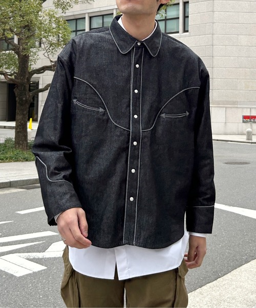 CPCM（シーピーシーエム）の「デニムショートウエスタンシャツ（シャツ/ブラウス・メンズ・ネイビー/ブラック・MEDIUM/LARGE）」の17枚目の写真