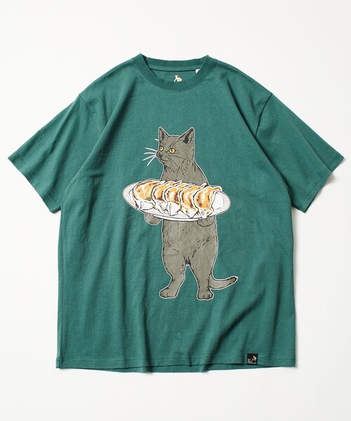 FREAK'S STORE（フリークスストア）の「【限定展開】go slow caravan/ゴースローキャラバン 餃子ネコ クルーネック プリントTシャツ（Tシャツ/カットソー・メンズ・ホワイト/ブラック/グリーン・3/4/5）」の9枚目の写真
