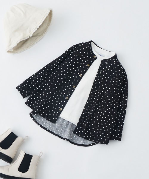 CIAOPANIC TYPY(チャオパニックティピー)の「【KIDS】OSOROウォッシャブルリネンバンドカラーシャツ(シャツ/ブラウス・キッズ・サックスブルー/オレンジ/ブラック/ネイビー/イエロー・XXL/S/M/L/XL)」の1枚目の写真