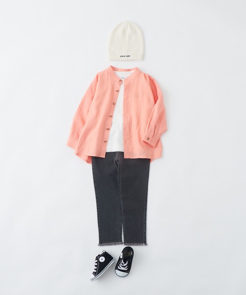 CIAOPANIC TYPY(チャオパニックティピー)の「【KIDS】OSOROウォッシャブルリネンバンドカラーシャツ(シャツ/ブラウス・キッズ・サックスブルー/オレンジ/ブラック/ネイビー/イエロー・XXL/S/M/L/XL)」の7枚目の写真