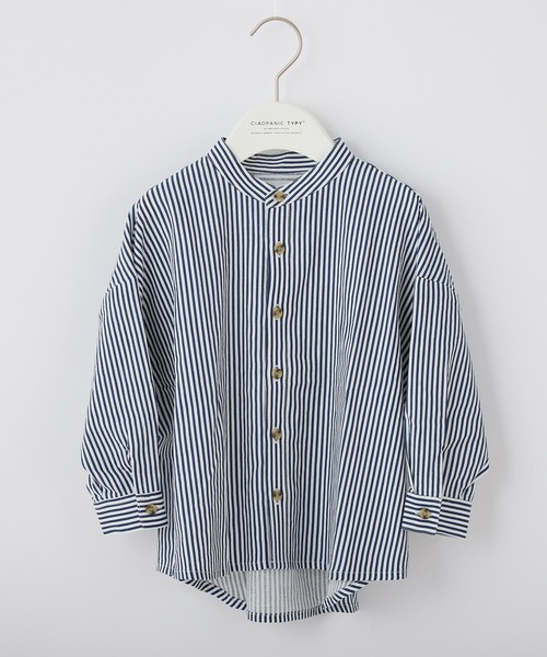 CIAOPANIC TYPY(チャオパニックティピー)の「【KIDS】OSOROウォッシャブルリネンバンドカラーシャツ(シャツ/ブラウス・キッズ・サックスブルー/オレンジ/ブラック/ネイビー/イエロー・XXL/S/M/L/XL)」の11枚目の写真