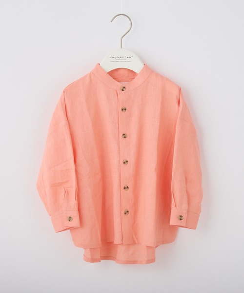 CIAOPANIC TYPY(チャオパニックティピー)の「【KIDS】OSOROウォッシャブルリネンバンドカラーシャツ(シャツ/ブラウス・キッズ・サックスブルー/オレンジ/ブラック/ネイビー/イエロー・XXL/S/M/L/XL)」の13枚目の写真