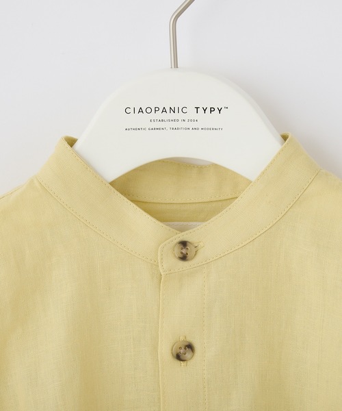 CIAOPANIC TYPY(チャオパニックティピー)の「【KIDS】OSOROウォッシャブルリネンバンドカラーシャツ(シャツ/ブラウス・キッズ・サックスブルー/オレンジ/ブラック/ネイビー/イエロー・XXL/S/M/L/XL)」の15枚目の写真