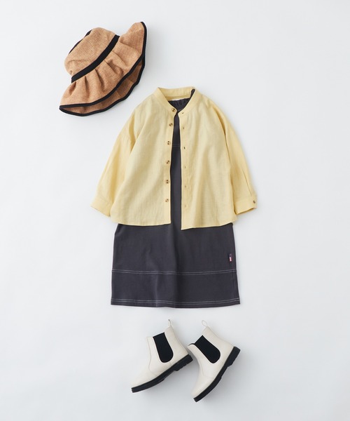 CIAOPANIC TYPY(チャオパニックティピー)の「【KIDS】OSOROウォッシャブルリネンバンドカラーシャツ(シャツ/ブラウス・キッズ・サックスブルー/オレンジ/ブラック/ネイビー/イエロー・XXL/S/M/L/XL)」の21枚目の写真