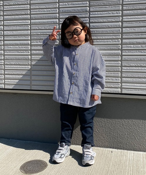 CIAOPANIC TYPY(チャオパニックティピー)の「【KIDS】OSOROウォッシャブルリネンバンドカラーシャツ(シャツ/ブラウス・キッズ・サックスブルー/オレンジ/ブラック/ネイビー/イエロー・XXL/S/M/L/XL)」の22枚目の写真