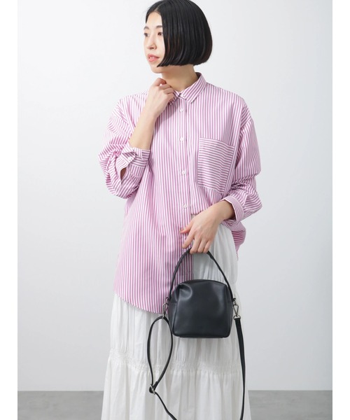 Lugnoncure（ルノンキュール）の「カラーストライプシャツ（シャツ/ブラウス・レディース・ピンク/グリーン/ネイビー・ﾌﾘ-）」の5枚目の写真