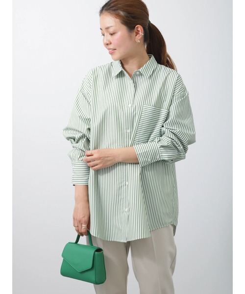 Lugnoncure（ルノンキュール）の「カラーストライプシャツ（シャツ/ブラウス・レディース・ピンク/グリーン/ネイビー・ﾌﾘ-）」の8枚目の写真