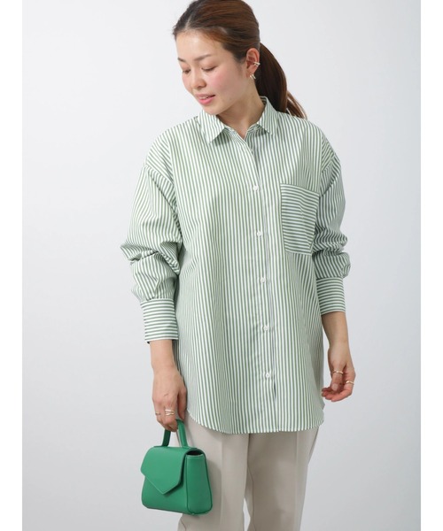 Lugnoncure（ルノンキュール）の「カラーストライプシャツ（シャツ/ブラウス・レディース・ピンク/グリーン/ネイビー・ﾌﾘ-）」の9枚目の写真