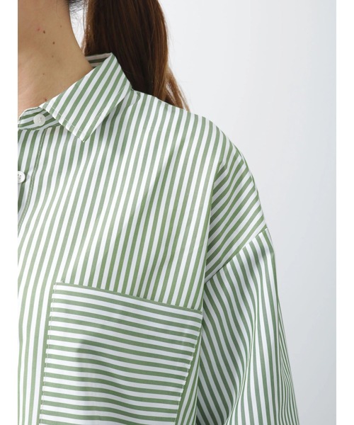 Lugnoncure（ルノンキュール）の「カラーストライプシャツ（シャツ/ブラウス・レディース・ピンク/グリーン/ネイビー・ﾌﾘ-）」の14枚目の写真