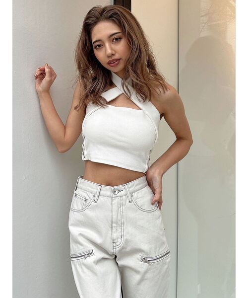 GYDA(ジェイダ)の「フロントクロスビスチェ(タンクトップ・レディース・ブラック/オフホワイト・FREE)」の20枚目の写真