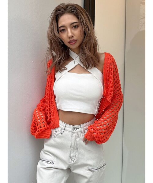GYDA(ジェイダ)の「フロントクロスビスチェ(タンクトップ・レディース・ブラック/オフホワイト・FREE)」の4枚目の写真
