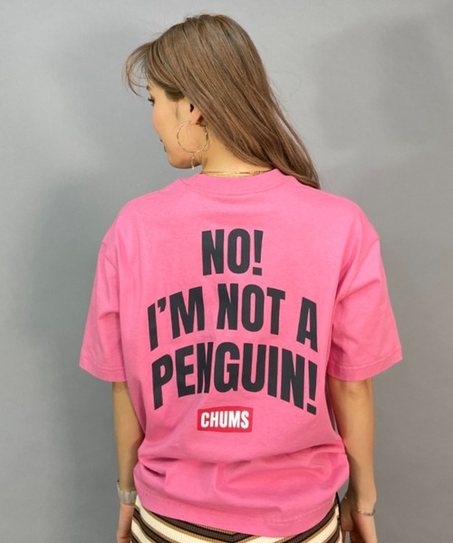 CHUMS（チャムス）の「CHUMS/チャムス Oversized I'm Not A Penguin T-Shirt /ルーズシルエット/無地/タイダイ柄/バックプリントTシャツ   CH11-2168（Tシャツ/カットソー・レディース・ベージュ/グリーン/ホワイト/オレンジ/ピンク/ブルー・M/L）」の2枚目の写真