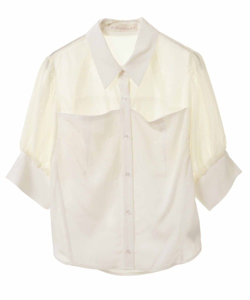 31 Sons de mode（トランテアン　ソン　ドゥ　モード）の「シアー切替シャツ（シャツ/ブラウス・レディース・オフホワイト/ブラック/ピンク・36/38）」の9枚目の写真