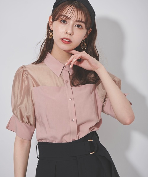 31 Sons de mode（トランテアン　ソン　ドゥ　モード）の「シアー切替シャツ（シャツ/ブラウス・レディース・オフホワイト/ブラック/ピンク・36/38）」の11枚目の写真