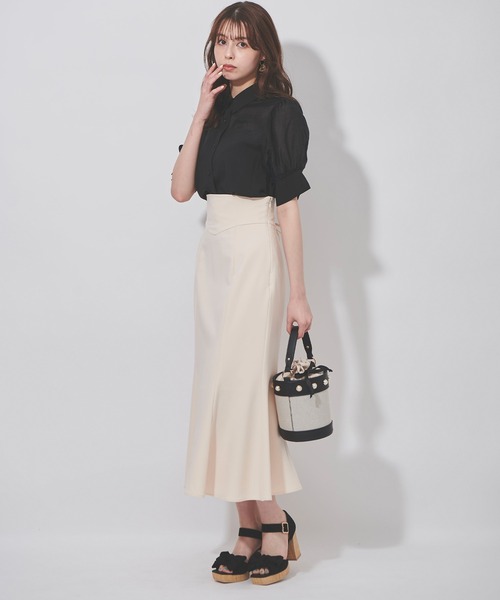 31 Sons de mode（トランテアン　ソン　ドゥ　モード）の「シアー切替シャツ（シャツ/ブラウス・レディース・オフホワイト/ブラック/ピンク・36/38）」の18枚目の写真