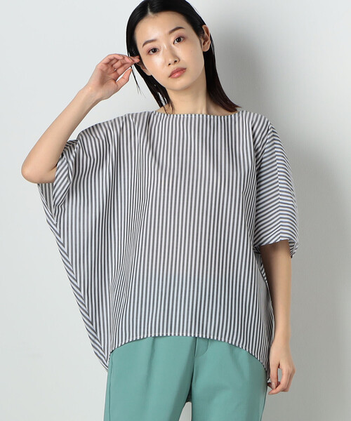 COMME CA ISM（コムサイズム）の「ストライプ　ニュアンス Ｔブラウス（シャツ/ブラウス・レディース・ホワイト/ライトグレー系/ネイビー系・MEDIUM/LARGE）」の4枚目の写真