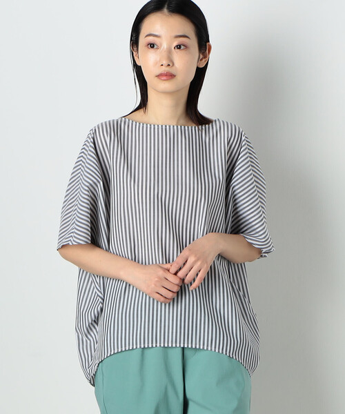 COMME CA ISM（コムサイズム）の「ストライプ　ニュアンス Ｔブラウス（シャツ/ブラウス・レディース・ホワイト/ライトグレー系/ネイビー系・MEDIUM/LARGE）」の9枚目の写真