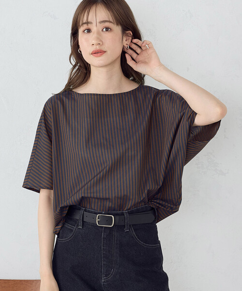 COMME CA ISM（コムサイズム）の「ストライプ　ニュアンス Ｔブラウス（シャツ/ブラウス・レディース・ホワイト/ライトグレー系/ネイビー系・MEDIUM/LARGE）」の14枚目の写真