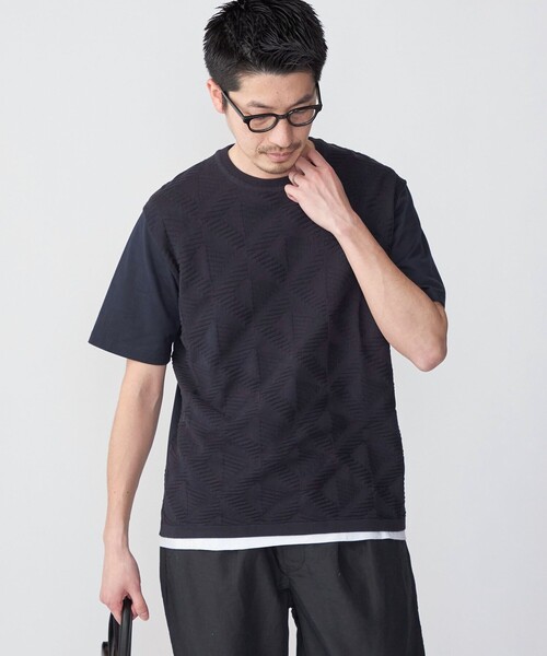 SHIPS（シップス）の「SHIPS: ジオメトリック ニットドッキング Tシャツ（Tシャツ/カットソー・メンズ・ネイビー/ライトグレー/ロイヤルブルー・SMALL/MEDIUM/LARGE/X-LARGE）」の19枚目の写真