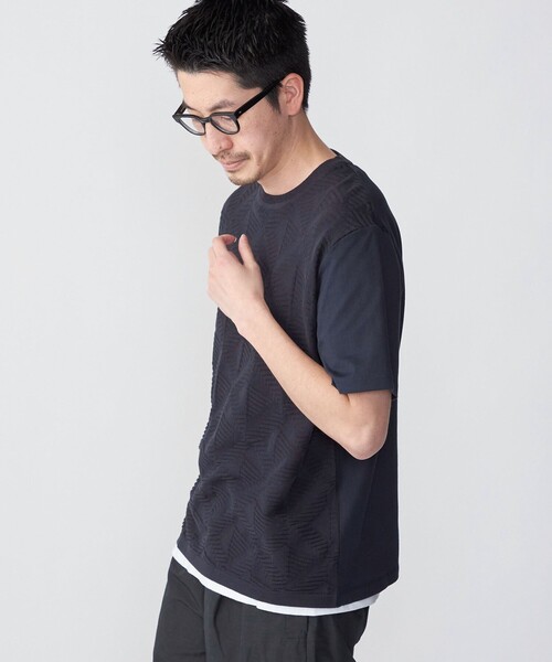 SHIPS（シップス）の「SHIPS: ジオメトリック ニットドッキング Tシャツ（Tシャツ/カットソー・メンズ・ネイビー/ライトグレー/ロイヤルブルー・SMALL/MEDIUM/LARGE/X-LARGE）」の13枚目の写真