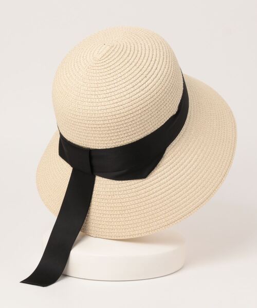 one after another NICE CLAUP（ワンアフターアナザーナイスクラップ）の「リボンストローハット（ハット・レディース・ブラック・FREE）」の2枚目の写真