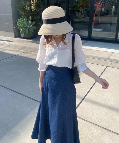 one after another NICE CLAUP（ワンアフターアナザーナイスクラップ）の「リボンストローハット（ハット・レディース・ブラック・FREE）」の5枚目の写真