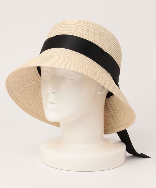 one after another NICE CLAUP（ワンアフターアナザーナイスクラップ）の「リボンストローハット（ハット・レディース・ブラック・FREE）」の3枚目の写真