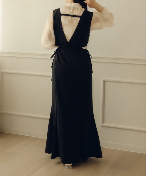 fupel(フぺル)の「サイドスリットリボンワンピース(ワンピース・レディース・アイボリー/ブラック・MEDIUM/SMALL)」の5枚目の写真