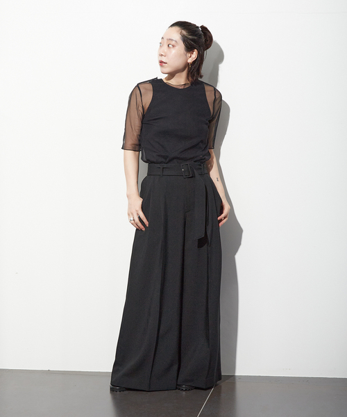 CITYSHOP（シティーショップ）の「S-SL MESH Tシャツ（Tシャツ/カットソー・レディース・ベージュ/ブラック・FREE）」の3枚目の写真