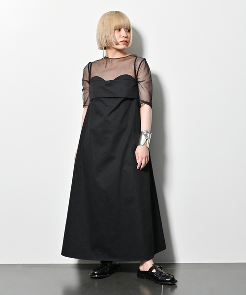 CITYSHOP（シティーショップ）の「S-SL MESH Tシャツ（Tシャツ/カットソー・レディース・ベージュ/ブラック・FREE）」の5枚目の写真