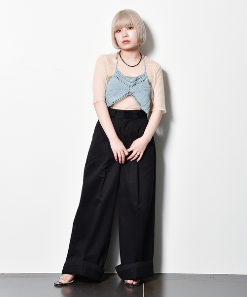 CITYSHOP（シティーショップ）の「S-SL MESH Tシャツ（Tシャツ/カットソー・レディース・ベージュ/ブラック・FREE）」の12枚目の写真