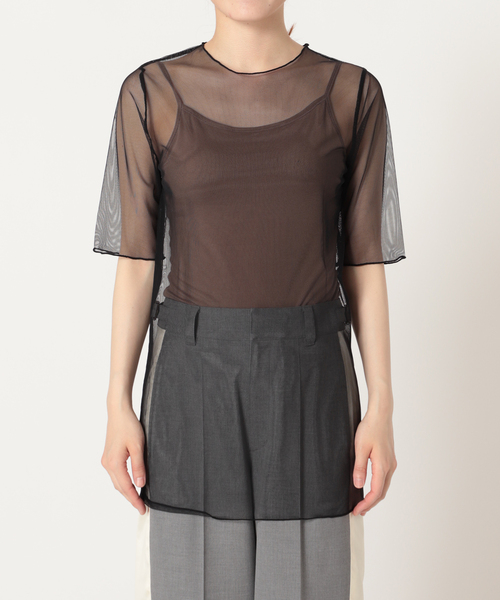 CITYSHOP（シティーショップ）の「S-SL MESH Tシャツ（Tシャツ/カットソー・レディース・ベージュ/ブラック・FREE）」の15枚目の写真
