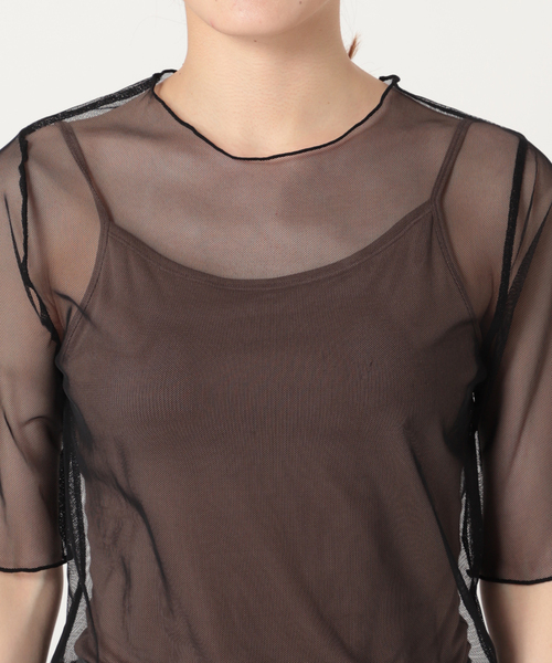 CITYSHOP（シティーショップ）の「S-SL MESH Tシャツ（Tシャツ/カットソー・レディース・ベージュ/ブラック・FREE）」の19枚目の写真