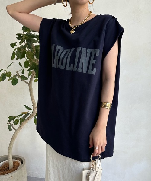 DouDou（ドゥドゥ）の「フレンチロゴスウェット（Tシャツ/カットソー・レディース・ライトグレー/ネイビー/オフホワイト・FREE）」の3枚目の写真