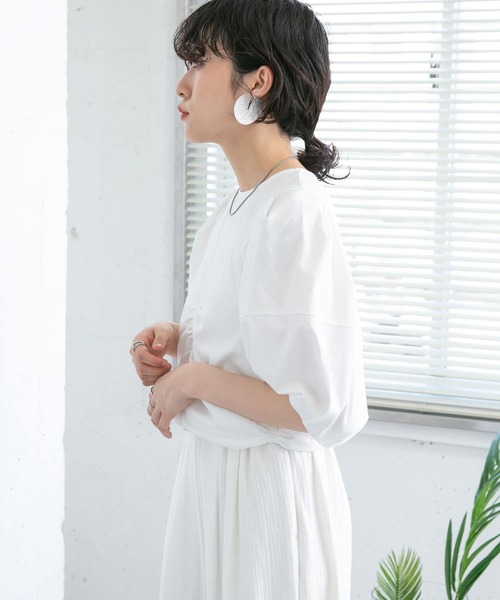 KBF（ケイビーエフ）の「ドロストデザインカットソー（Tシャツ/カットソー・レディース・オフホワイト/ブラック/ラベンダー/アイボリー・ONE）」の8枚目の写真