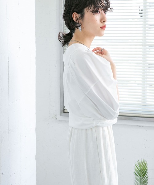 KBF（ケイビーエフ）の「ドロストデザインカットソー（Tシャツ/カットソー・レディース・オフホワイト/ブラック/ラベンダー/アイボリー・ONE）」の9枚目の写真