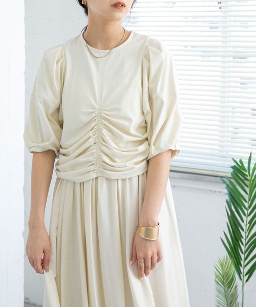 KBF（ケイビーエフ）の「ドロストデザインカットソー（Tシャツ/カットソー・レディース・オフホワイト/ブラック/ラベンダー/アイボリー・ONE）」の15枚目の写真