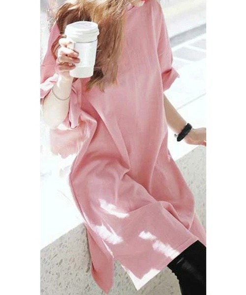 NinaetLina(ニナエリナ)の「チュニック半袖カットソー(Tシャツ/カットソー・レディース・ピンク/ホワイト/ライトグレー/ブラック/ミント/ベージュ・XL/L/M)」の11枚目の写真