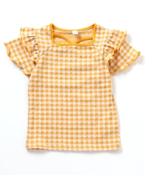 apres les cours（アプレレクール）の「ボーダー・ギンガムホルターTシャツ（Tシャツ/カットソー・キッズ・アイボリー/チェック/ピンク・90/120/100/140/130/80/110）」の5枚目の写真