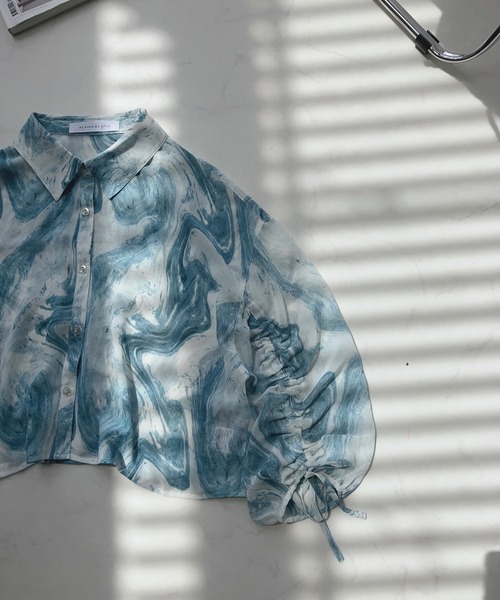 AS KNOW AS plus（アズノゥアズプラス）の「○袖ドロスト アソート ショートシャツ（シャツ/ブラウス・レディース・ホワイト系/グリーン系/ネイビー系/ホワイト系1/ブラック系1/ネイビー系1/ピンク系1・FREE）」の5枚目の写真