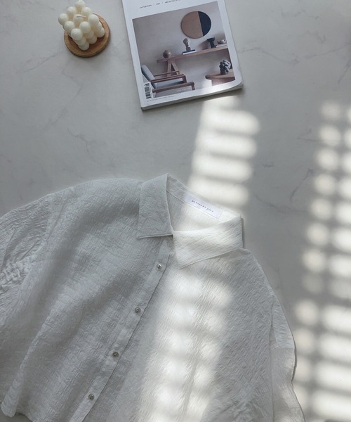 AS KNOW AS plus（アズノゥアズプラス）の「○袖ドロスト アソート ショートシャツ（シャツ/ブラウス・レディース・ホワイト系/グリーン系/ネイビー系/ホワイト系1/ブラック系1/ネイビー系1/ピンク系1・FREE）」の10枚目の写真