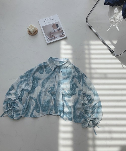 AS KNOW AS plus（アズノゥアズプラス）の「○袖ドロスト アソート ショートシャツ（シャツ/ブラウス・レディース・ホワイト系/グリーン系/ネイビー系/ホワイト系1/ブラック系1/ネイビー系1/ピンク系1・FREE）」の11枚目の写真