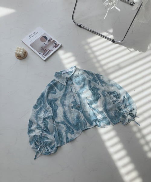 AS KNOW AS plus（アズノゥアズプラス）の「○袖ドロスト アソート ショートシャツ（シャツ/ブラウス・レディース・ホワイト系/グリーン系/ネイビー系/ホワイト系1/ブラック系1/ネイビー系1/ピンク系1・FREE）」の12枚目の写真